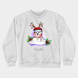 Puppy Christmas Watercolor hand Drawn Crewneck Sweatshirt